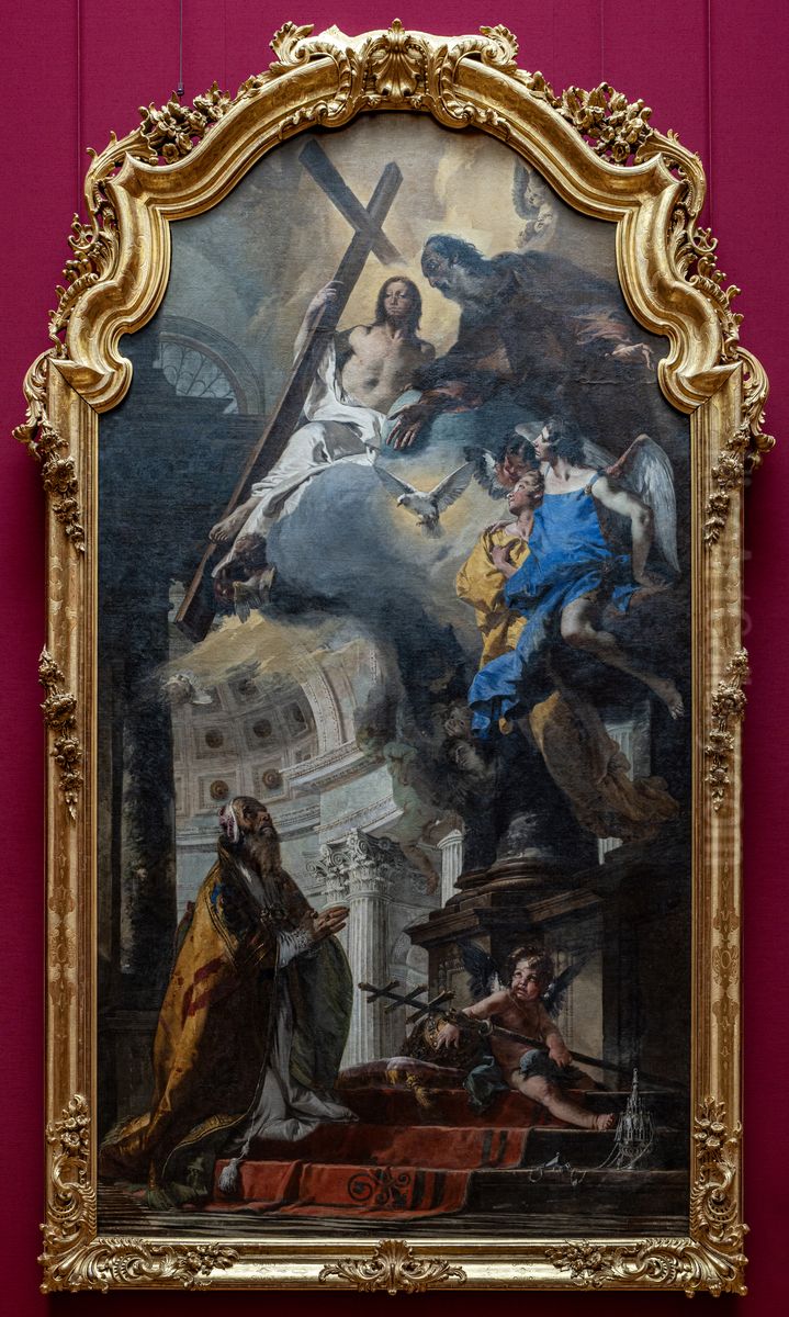 Pope St Clement Adoring the Trinity Oil Painting by Giovanni Battista Tiepolo