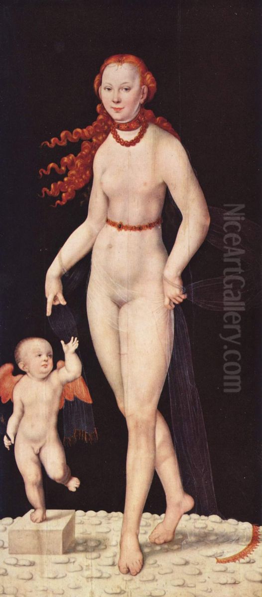 Venus and Cupid Oil Painting by Heinrich Bollandt