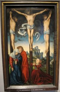 Christus am Kreuz zwischen den beiden Schachern