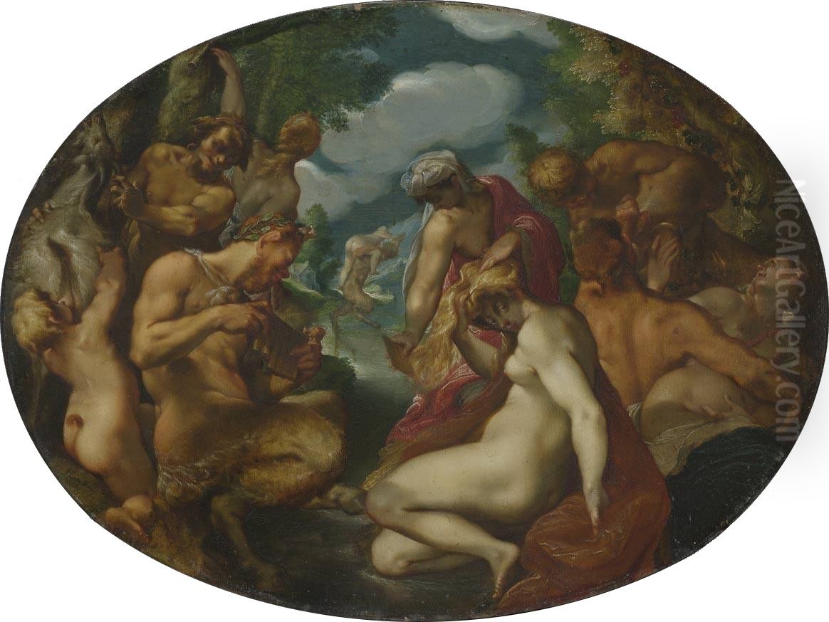 Satyrs and nymphs Oil Painting by Joseph The Elder Heintz