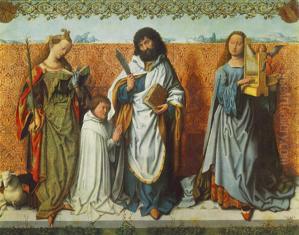 St Agnes, St Bartholomew and St Cecilia Oil Painting by Master of the Saint Bartholomew Altarpiece