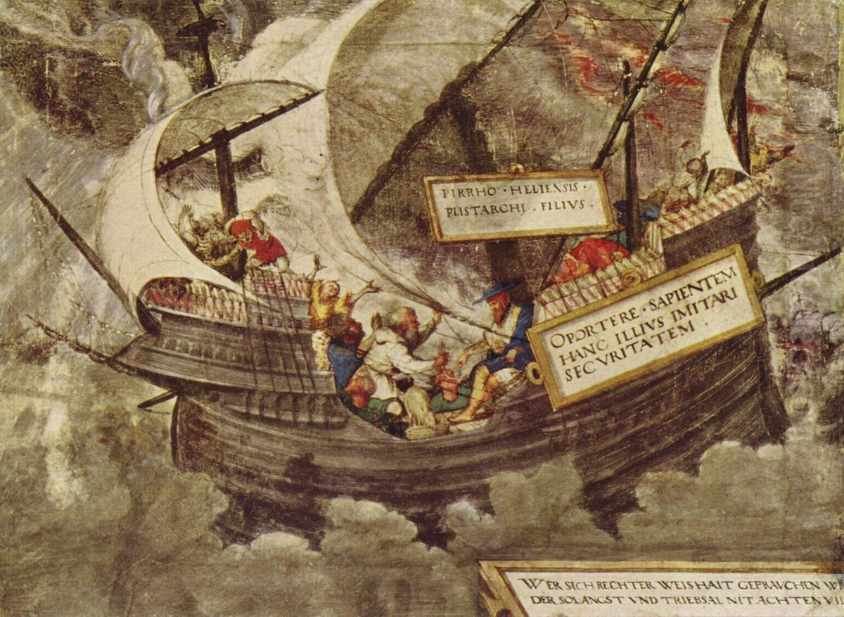 Die Gleichmut des Philosophen Pyrrhon im Sturm Oil Painting by Petrarcameister
