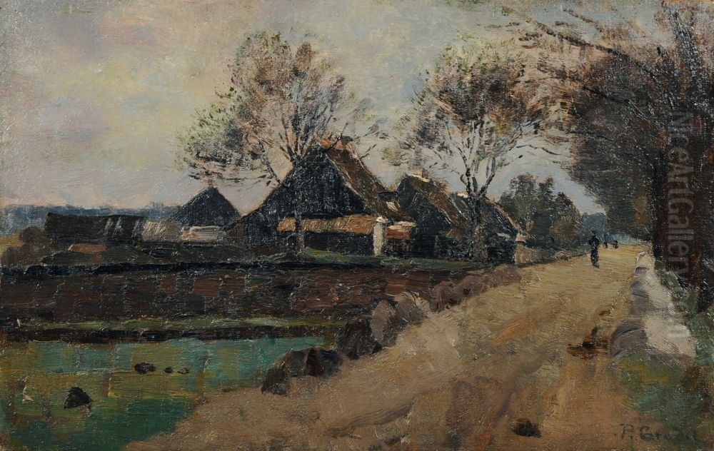 Norddeutsche Landschaft mit Bauernhausern Oil Painting by unknown