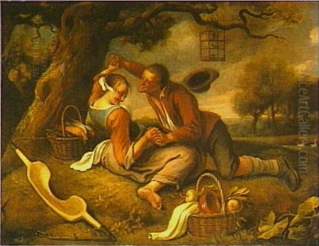 Frolicking couple in a landscape Oil Painting by Jan Steen