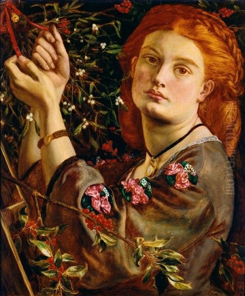 Hanging the Mistletoe Oil Painting by Dante Gabriel Rossetti
