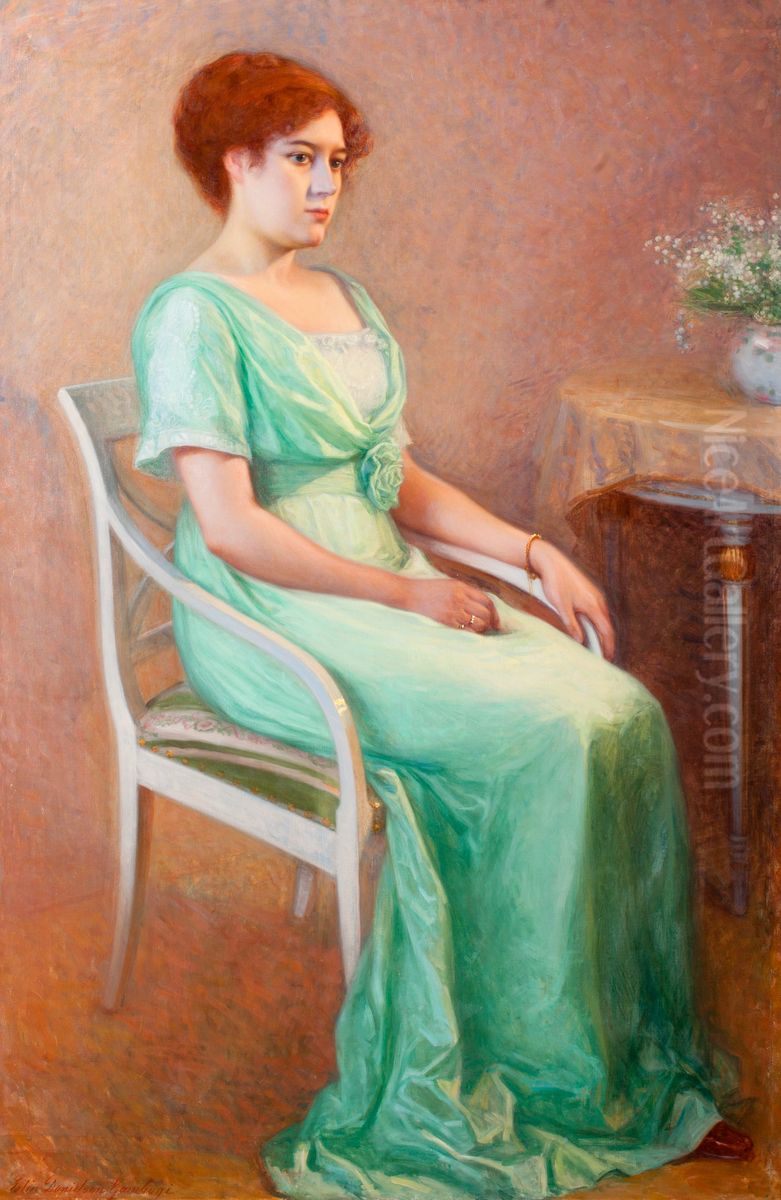 Portratt av en ung dam Oil Painting by Elin Danielson-Gambogi
