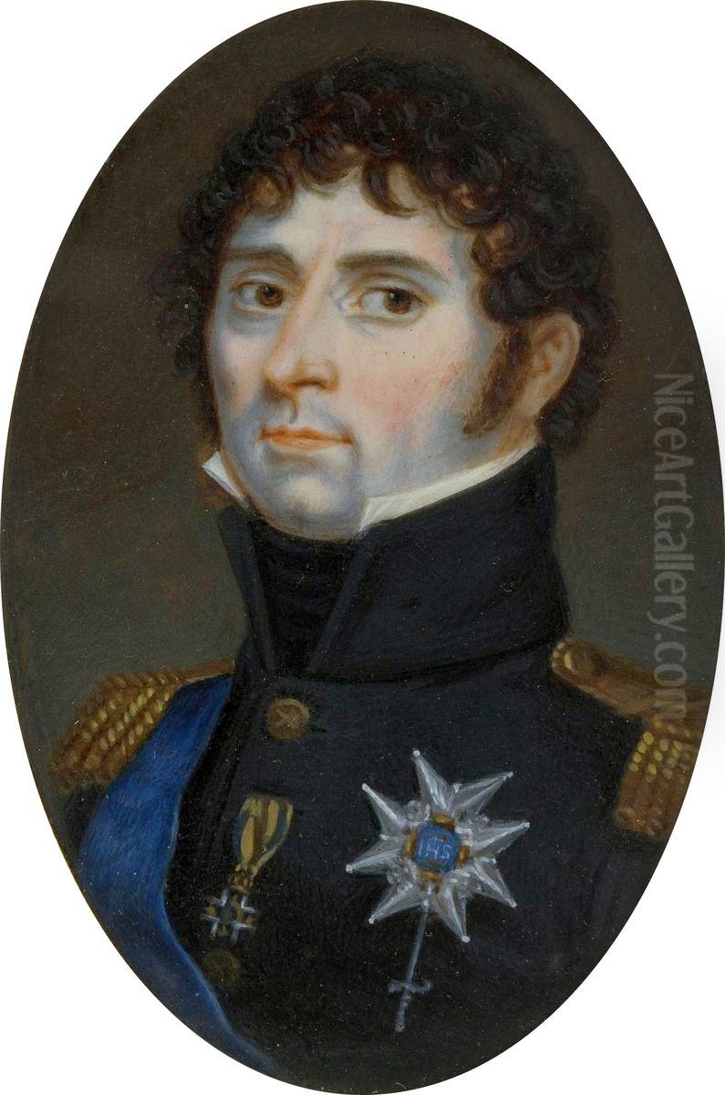 Miniature of Charles XIV John of Sweden. Oil Painting by Francois Gerard