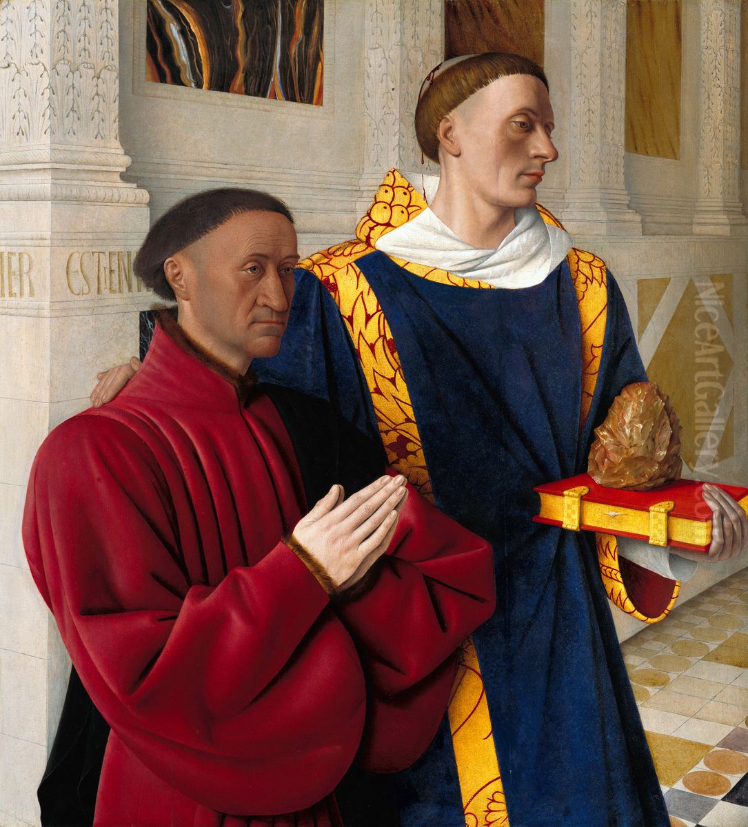 Etienne Chevalier mit dem Hl. Stephanus Oil Painting by Jean Fouquet