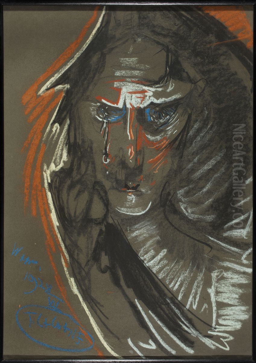 Portrait of Maria Kasprowiczowa ( The Crying Knight) Oil Painting by Stanislaw Ignacy Witkiewicz (Witkacy)