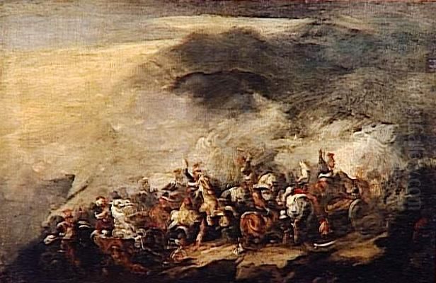 La bataille de Somosierra (1808) Oil Painting by Piotr Michalowski