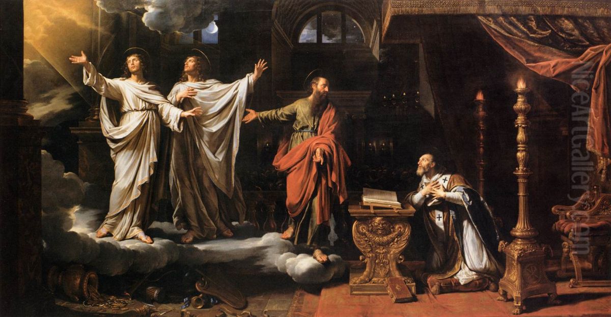 Sts Gervase and Protase Appearing to St Ambrose Oil Painting by Philippe de Champaigne