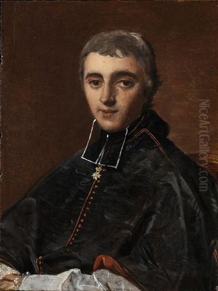 Portrait de l'abbe de Bonald Oil Painting by Jean Auguste Dominique Ingres