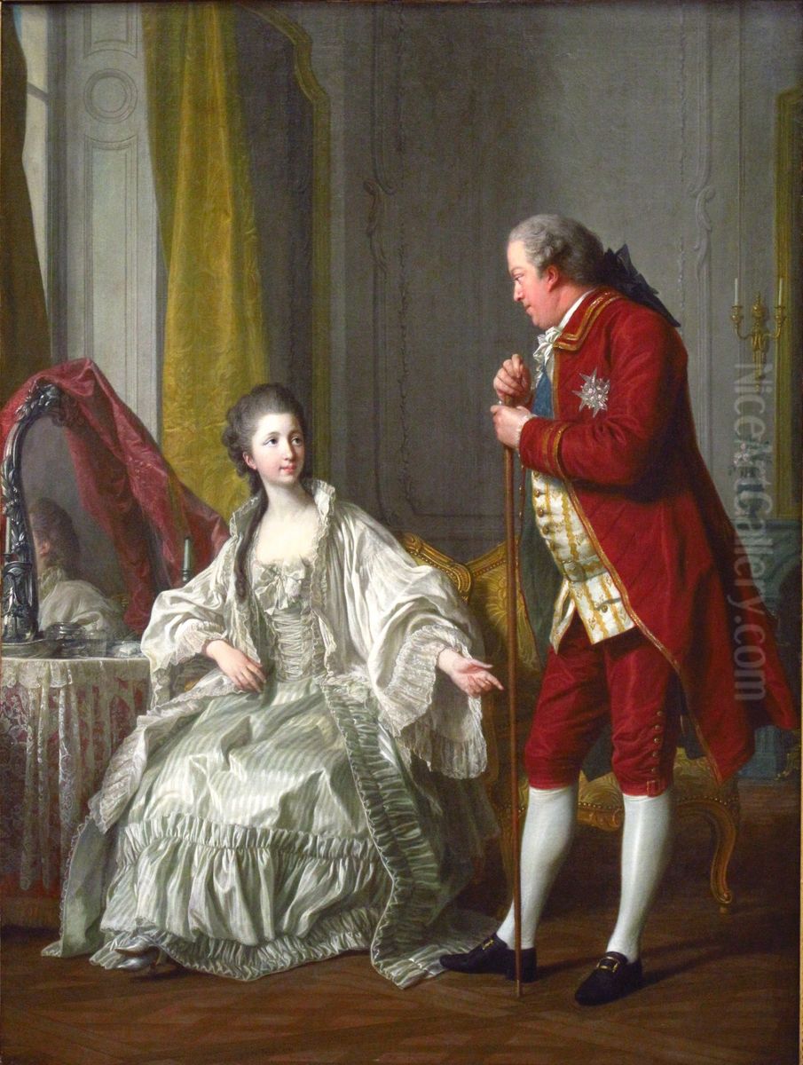Le Marquis de Marigny et sa femme Oil Painting by Louis-Michel Van Loo