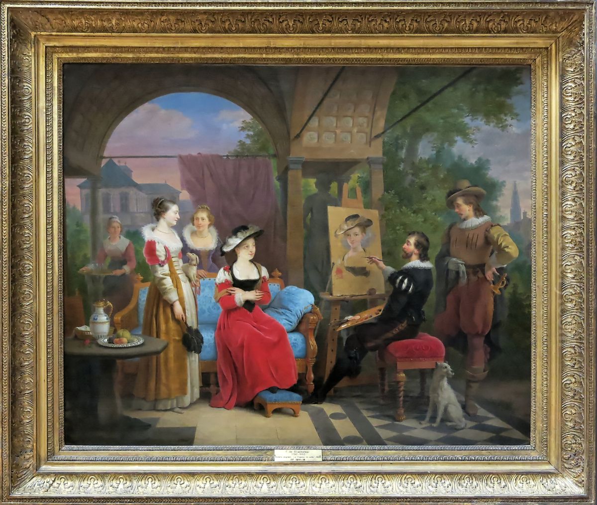 Rubens peignant Le Chapeau de paille dans un pavillon de son jardin (detail) Oil Painting by Ferdinand de Braekeleer