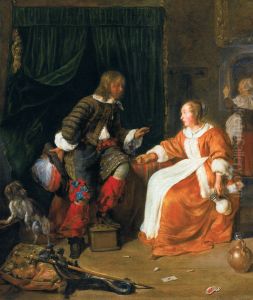 Woman offering a glass of wine to a man