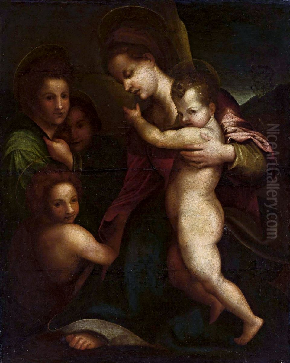 Madonna with Child Jesus and St. John Oil Painting by Andrea Del Sarto