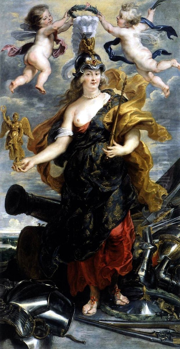 Portrait of Maria de' Medici, Queen Mother of France (1575-1642) as the goddess Bellona Oil Painting by (studio of) Rubens, Peter Paul