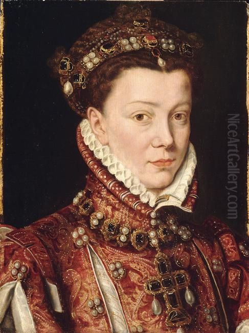 Elisabeth De Valois (1545-1568), femme de Philippe II, roi d'Espagne Oil Painting by Alonso Sanchez Coello