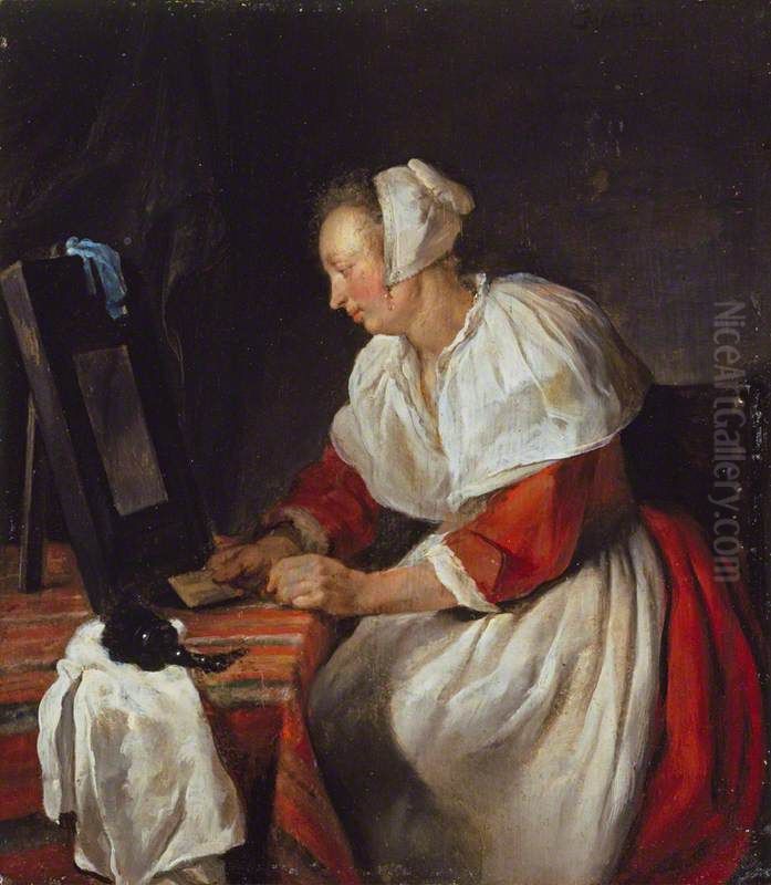 Young woman at her toilet Oil Painting by Gabriel Metsu