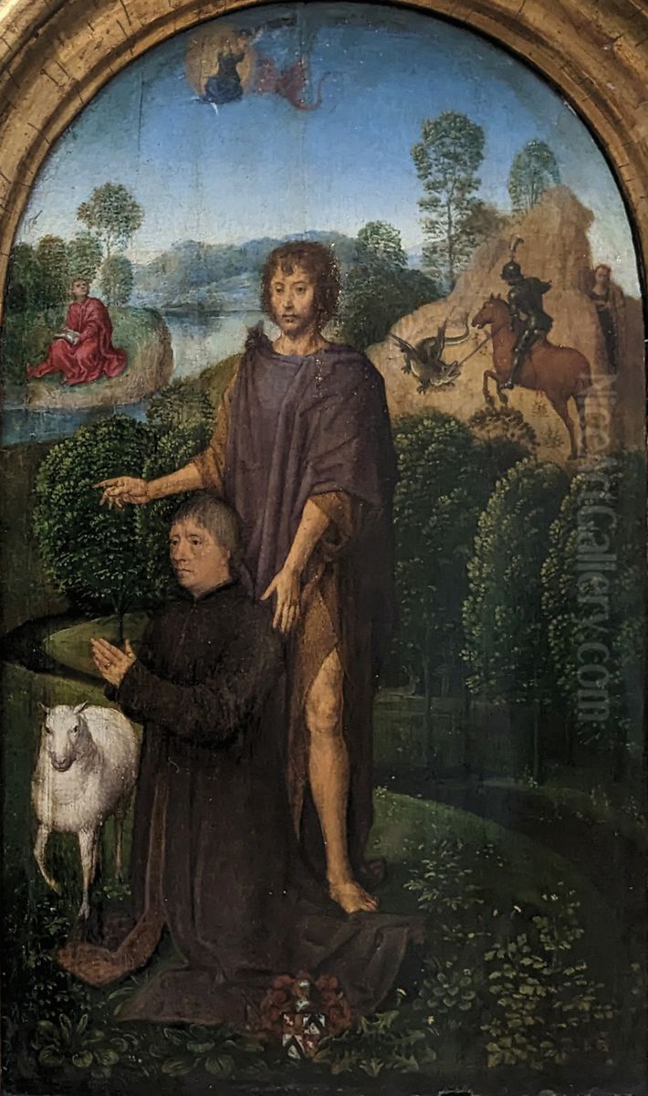 The Donor with St John the Baptist Oil Painting by (manner of) Memling, Hans
