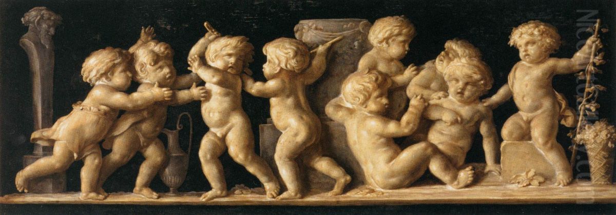 Bacchanalia of Children Oil Painting by Piat Joseph Sauvage