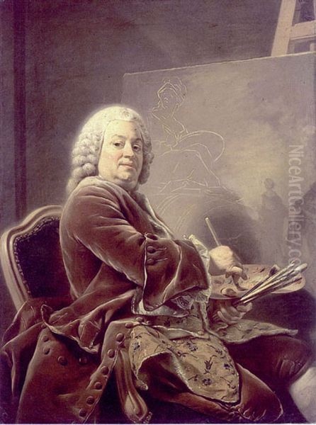 Portrait of Etienne Jeaurat (1699-1789), French painter Oil Painting by Alexander Roslin