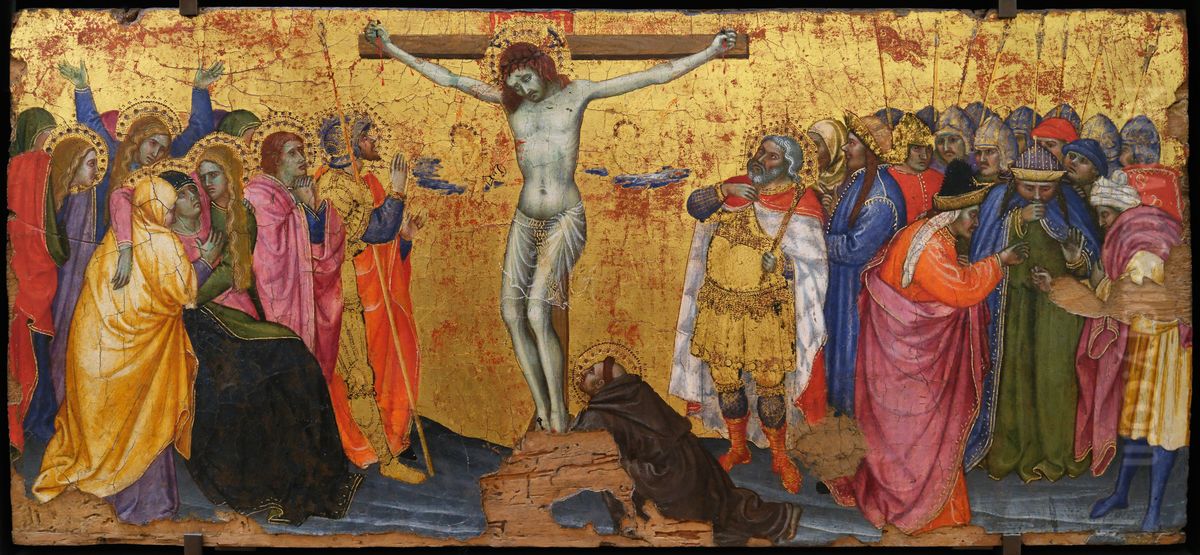 La Crucifixion avec saint Francois agenouille portant les stigmates Oil Painting by Taddeo Di Bartolo