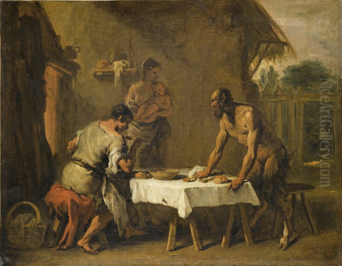 Le satyre et le paysan Oil Painting by Sebastiano Ricci