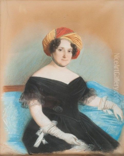 portrait of a woman in a turban Oil Painting by Fanny Alaux