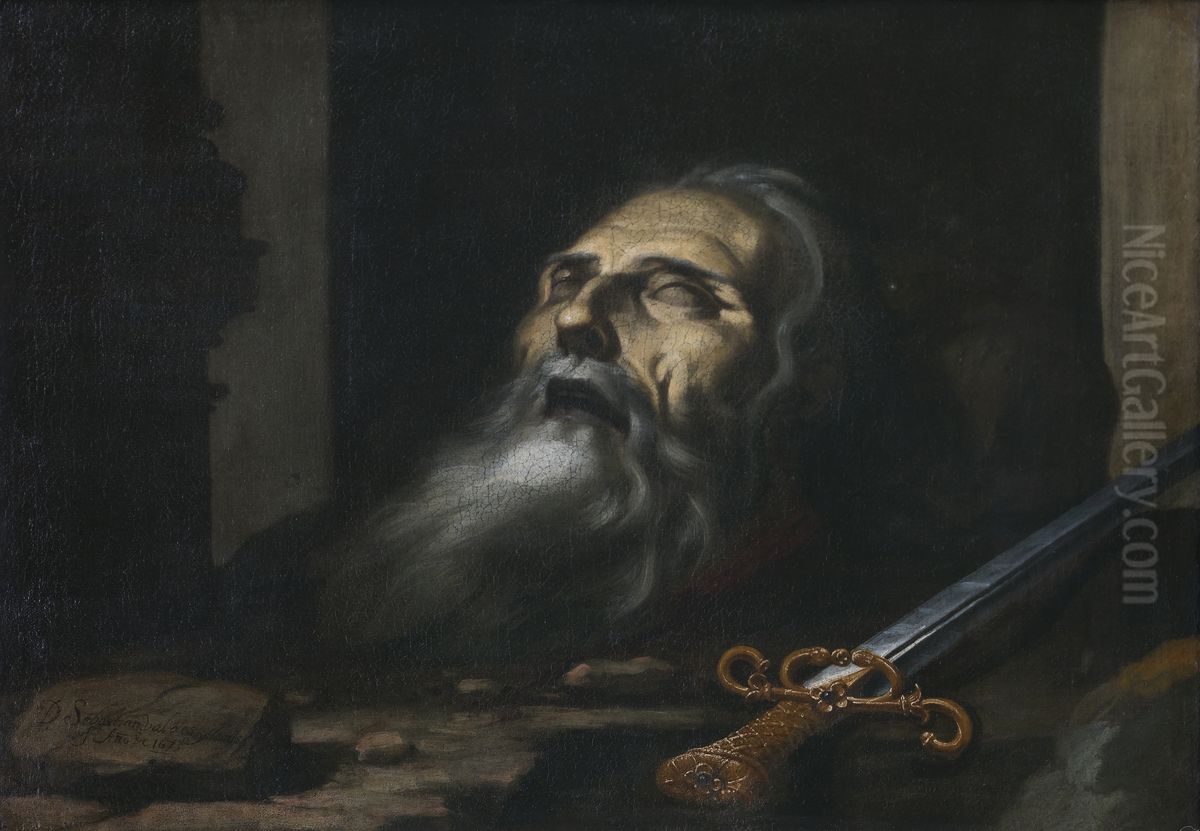 Tete de saint Paul decapite Oil Painting by Sebastian de Llanos y Valdes