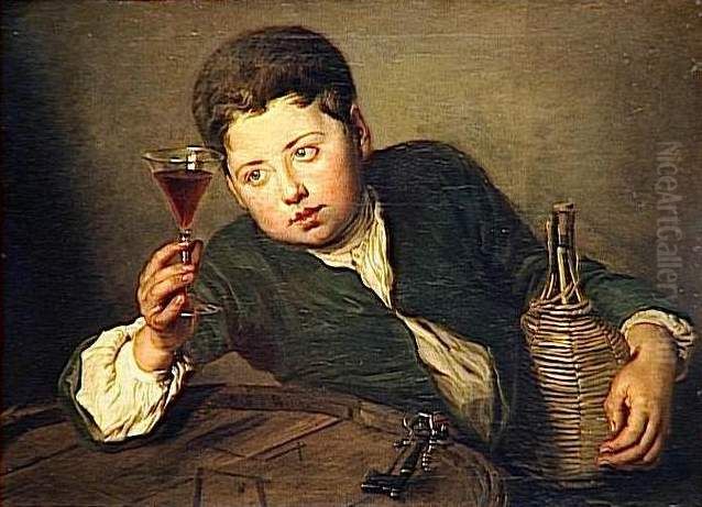 Le jeune Degustateur Oil Painting by Philippe Mercier