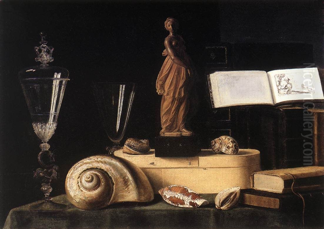 Still-Life with Statuette and Shells Oil Painting by Sebastian Stoskopff
