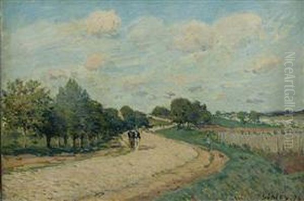 La route de Mantes Oil Painting by Alfred Sisley