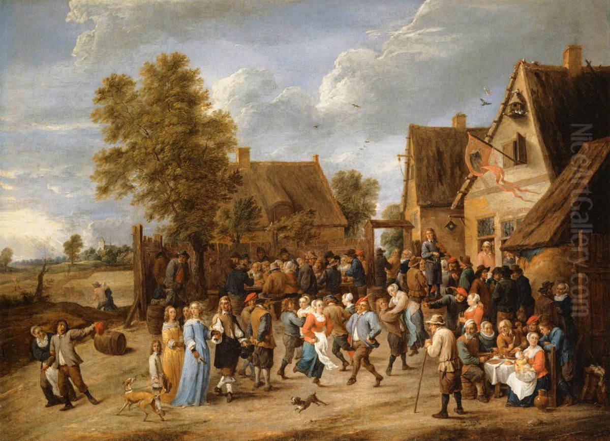 Village Revel with Aristocratic Couple Oil Painting by David Teniers the Younger