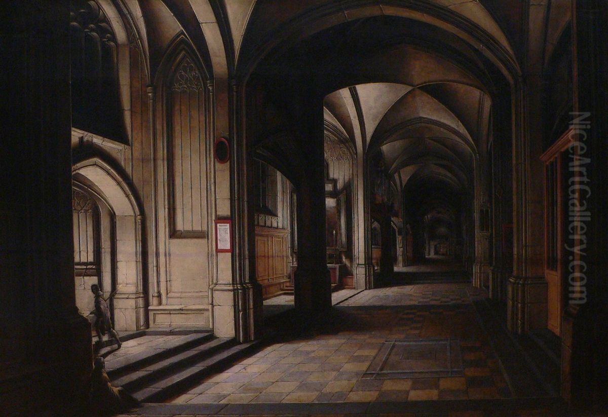 Church Interior, Night Effect Oil Painting by Hendrik van Steenwijk II