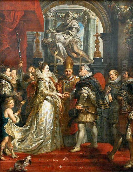 Les Epousailles de la reine ou La Reception de l'anneau Oil Painting by (studio of) Rubens, Peter Paul