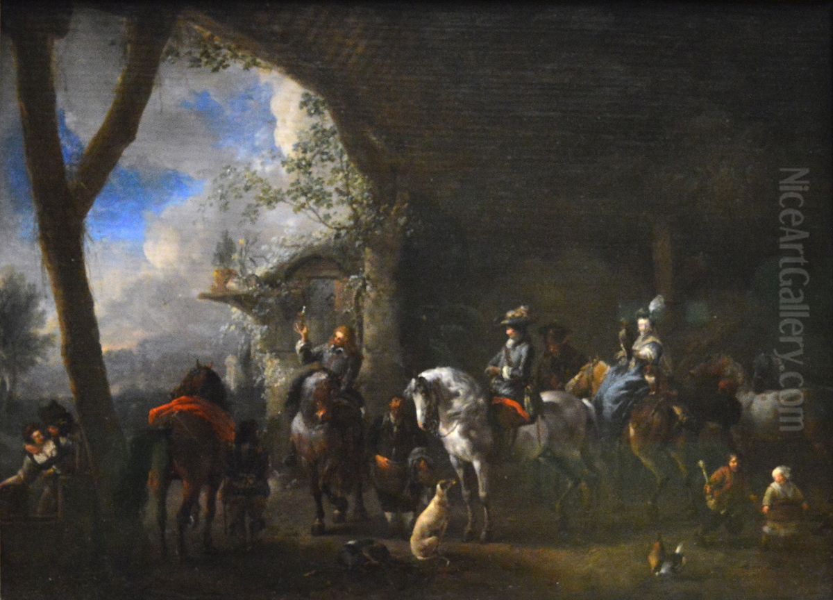 Le depart pour la chasse au faucon Oil Painting by Philips Wouwerman