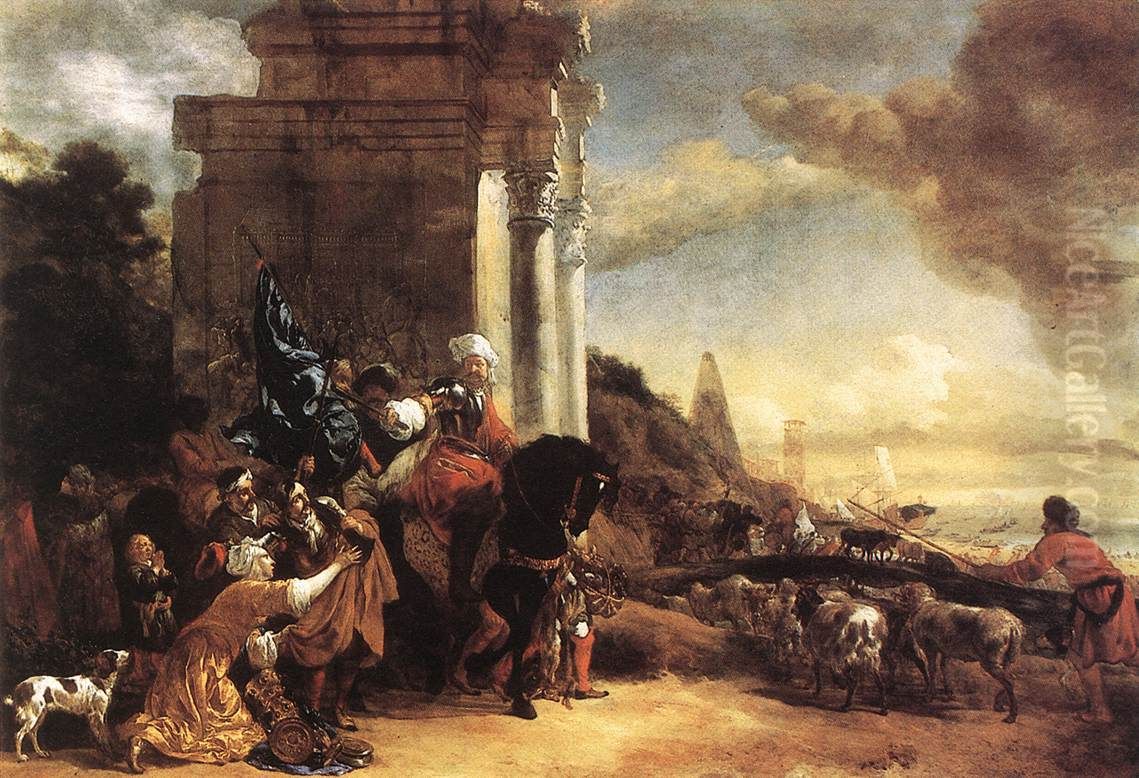 Departure of an Oriental Entourage Oil Painting by Jan Baptist Weenix