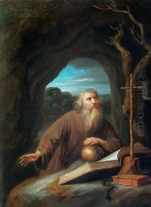 Saint Jerome en priere dans une grotte