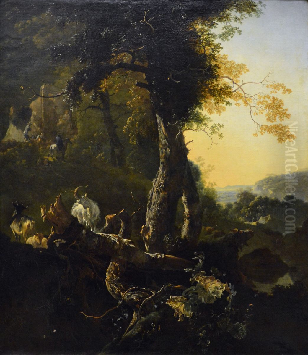 Landscape with Sunrise Oil Painting by Adam Pynacker