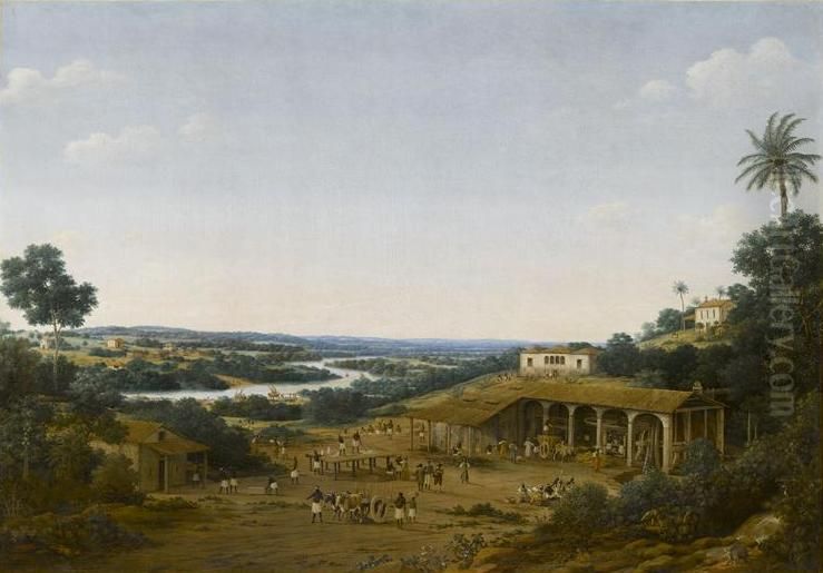 A Sugar Mill Driven by a Small River. Oil Painting by Frans Post