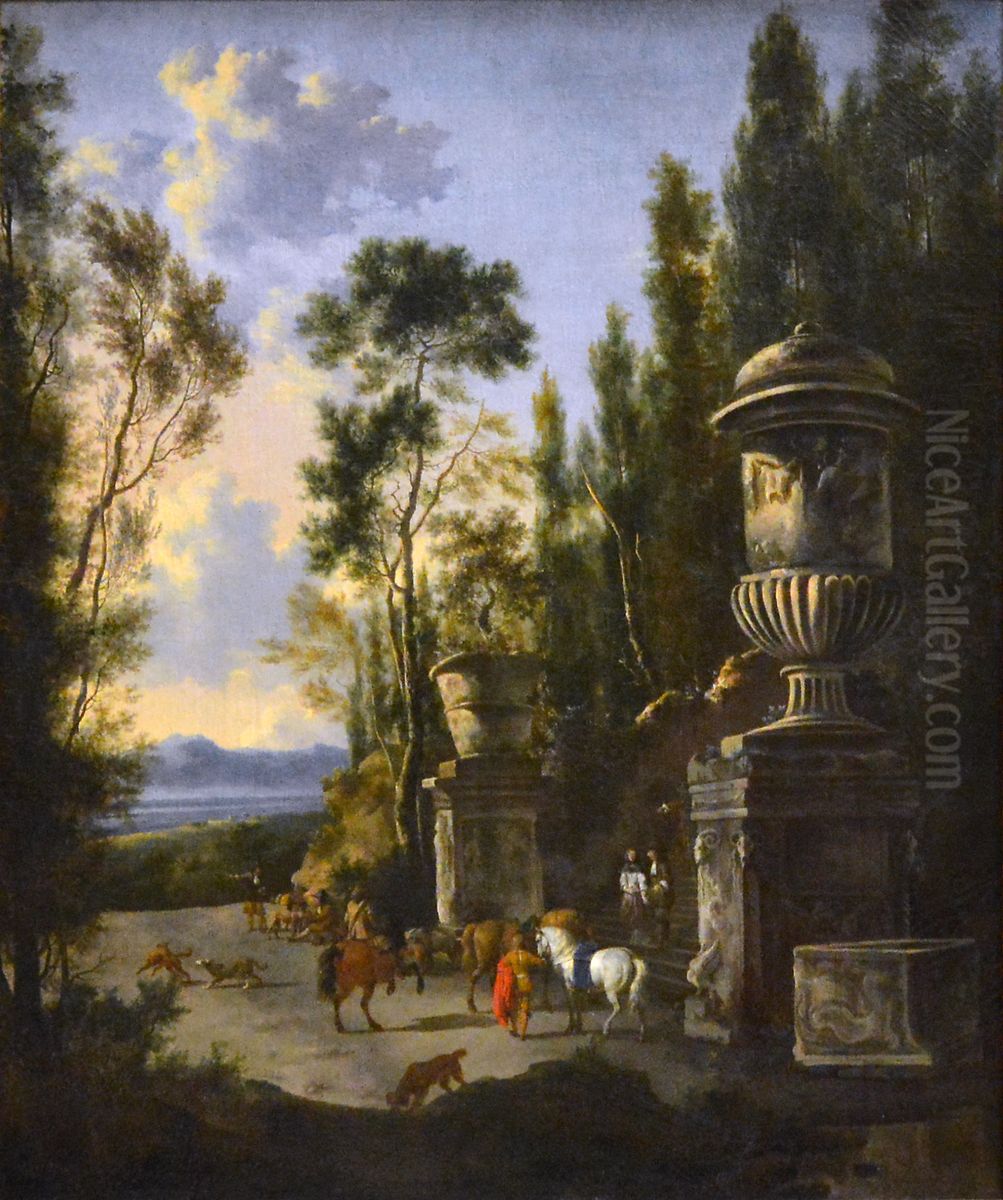 Le Depart pour la chasse Oil Painting by Frederik de Moucheron