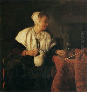 Woman with a glass and a jug