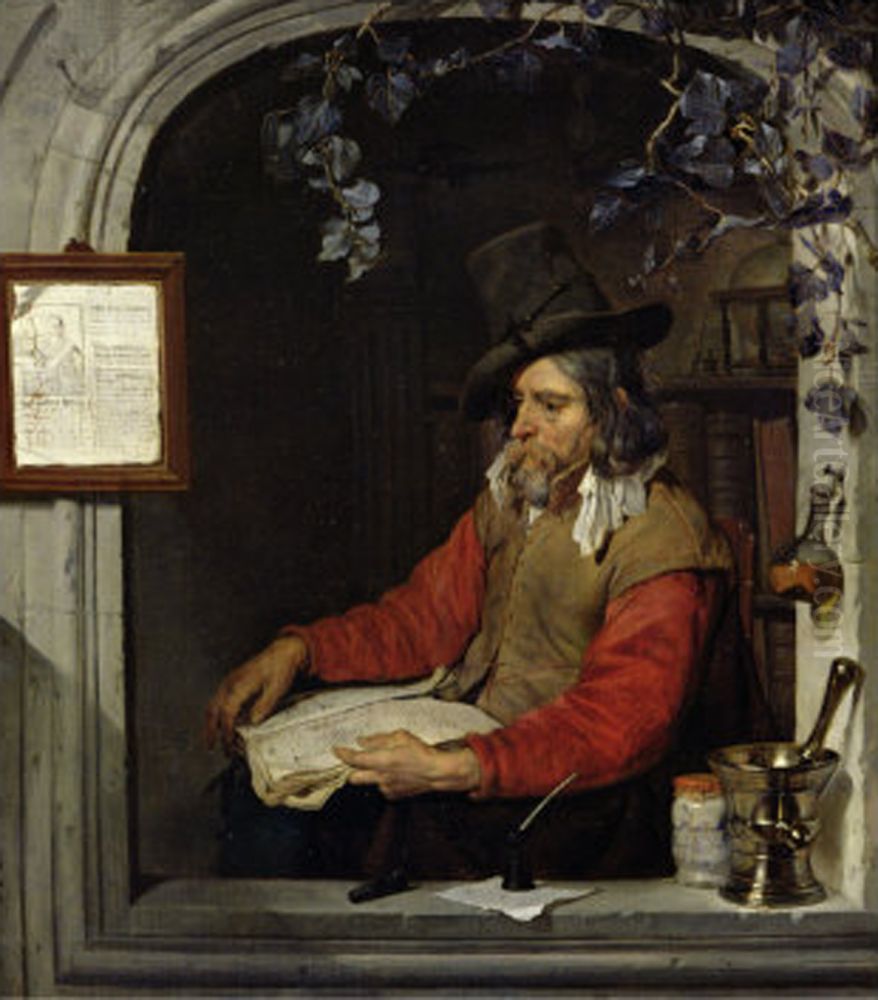 The pharmacist, or the alchemist Oil Painting by Gabriel Metsu