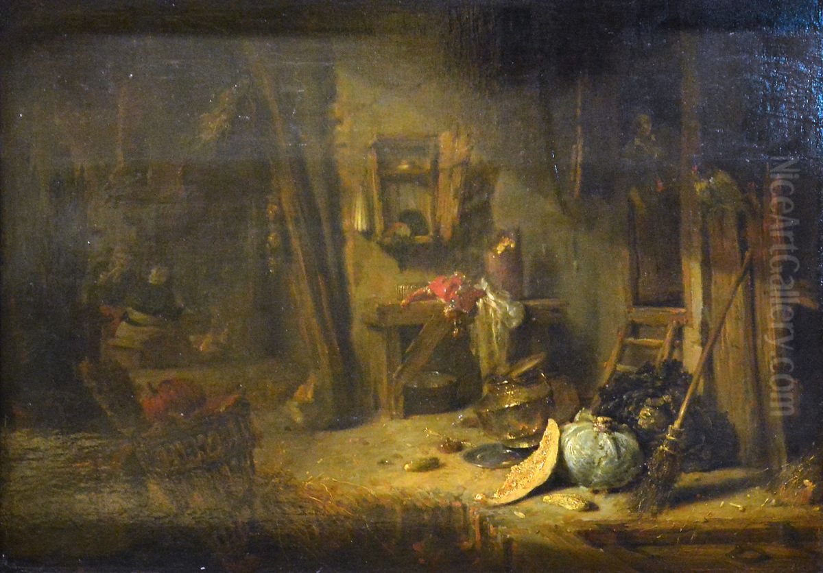 Interior of a peasant kitchen Oil Painting by Willem Kalf