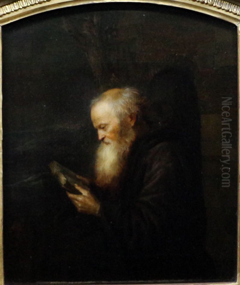 A Hermit Reading Oil Painting by Gerrit Dou