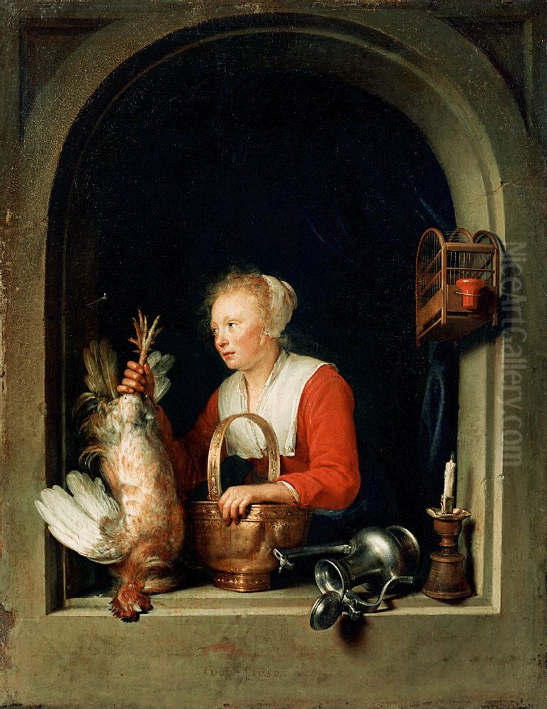 The Dutch Housewife Oil Painting by Gerrit Dou