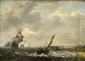 Schepen voor de kust bij Den Helder