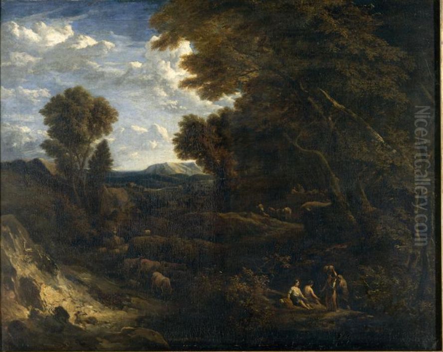 Herds in a hilly landscape Oil Painting by Cornelis Huysmans