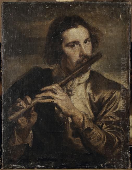 Joueur de flute traversiere Oil Painting by Sir Anthony Van Dyck